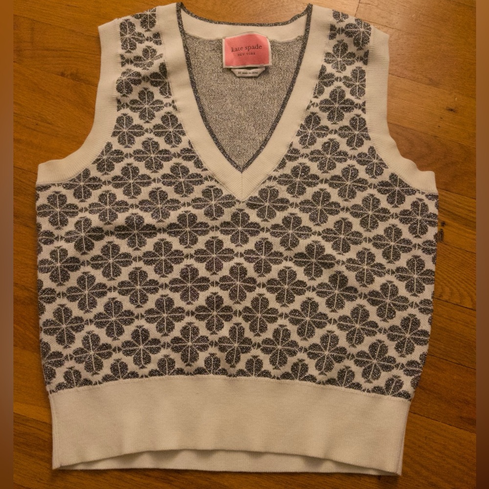 Kate Spade Silver and White Knit Sweater